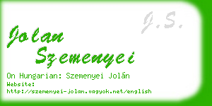 jolan szemenyei business card